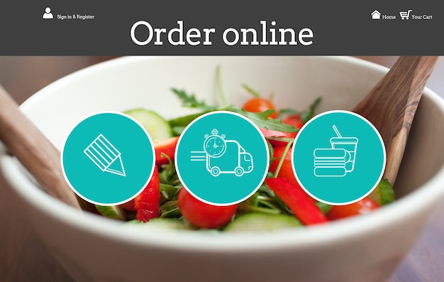 Pricing illustration with meal icons